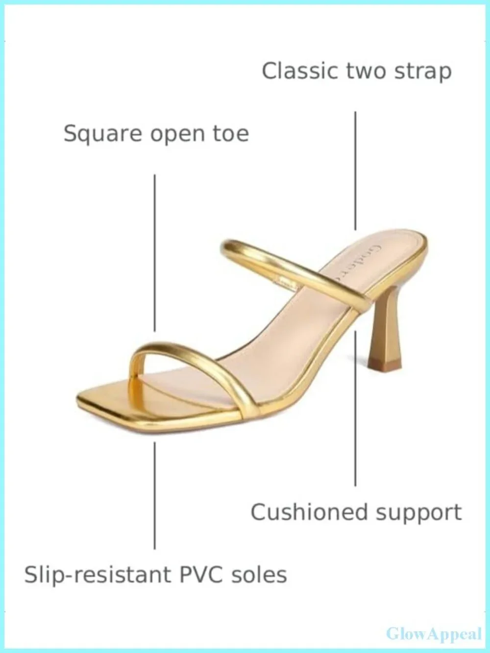 Women's Two Strap Kitten Heel Sandals Square Toe Slip-On Mule